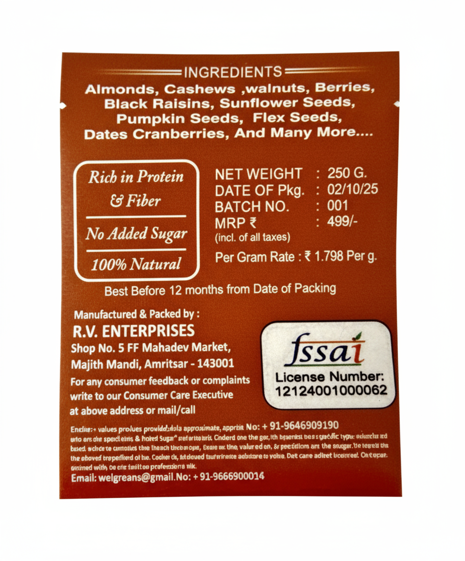 WelGREANS Premium Roasted - Dry Fruit Mix - The Perfect Blend of Seeds & Nuts - Assorted Seeds & Nuts