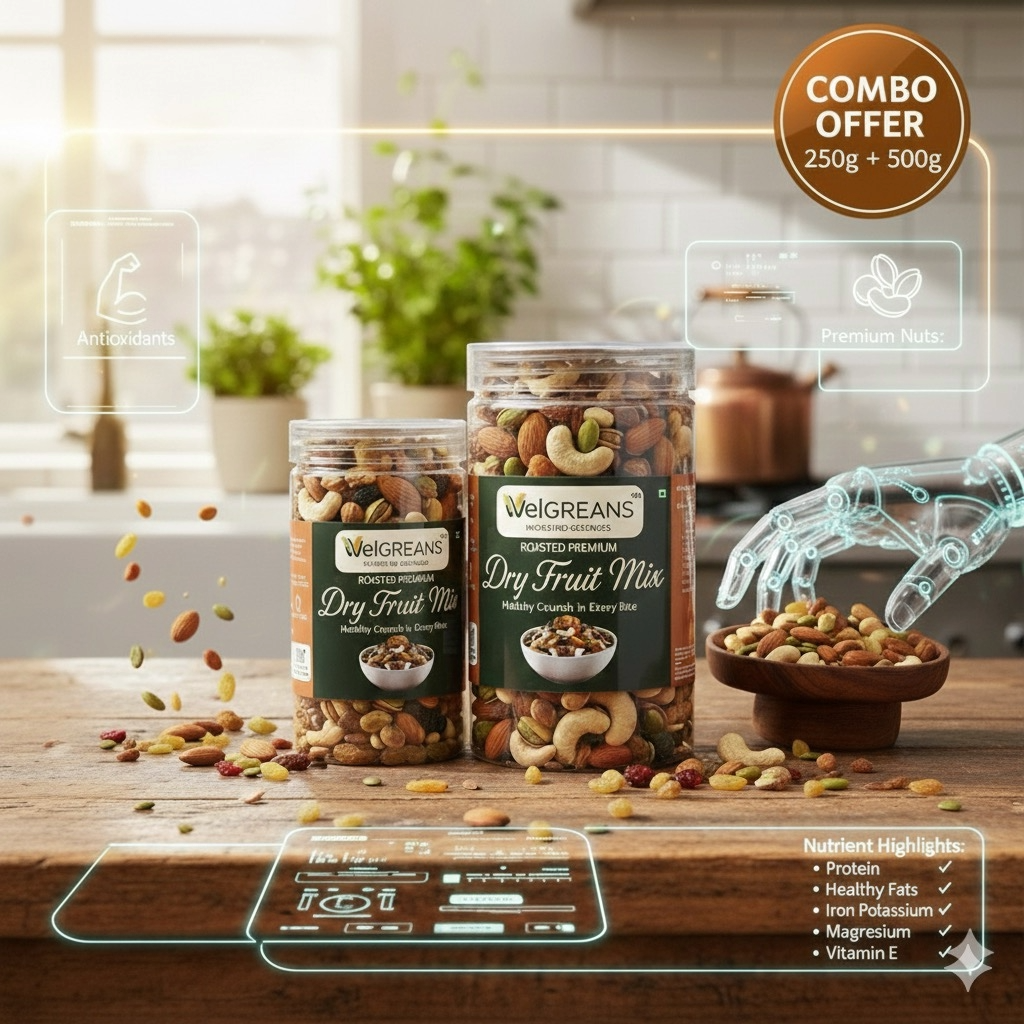 WelGREANS Premium Roasted - Dry Fruit Mix - The Perfect Blend of Seeds & Nuts - Assorted Seeds & Nuts